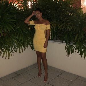 Rouched off the shoulder dress